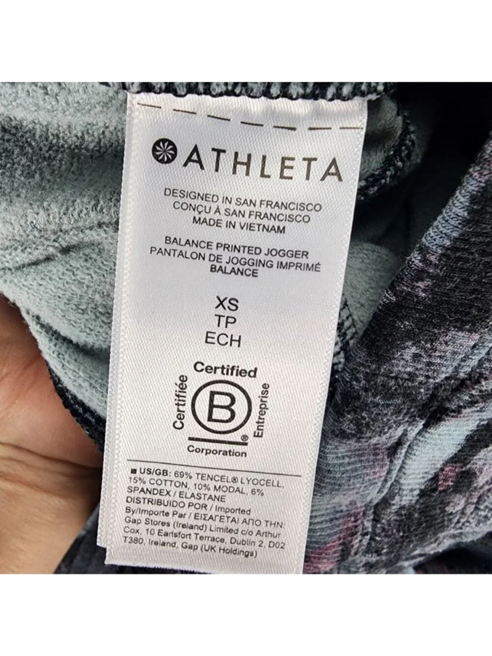 Athleta Pants Womens XS Black Multicolor Stretch Mid Rise Jogger